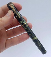 Vintage Conway Stewart 286 Fountain Pen Broad Italic 14k Semi-flex Green/ Black