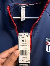 Adidas Womens Volleyball Team USA Full Zip Track Jacket FK1034 Size XLT TALL