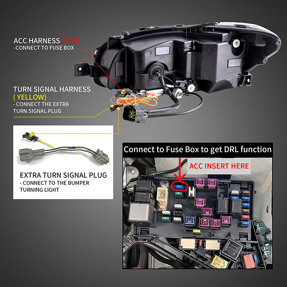 For 2015-2021 Subaru WRX STI Clear LED Sequential Signal Projector Headlights LR