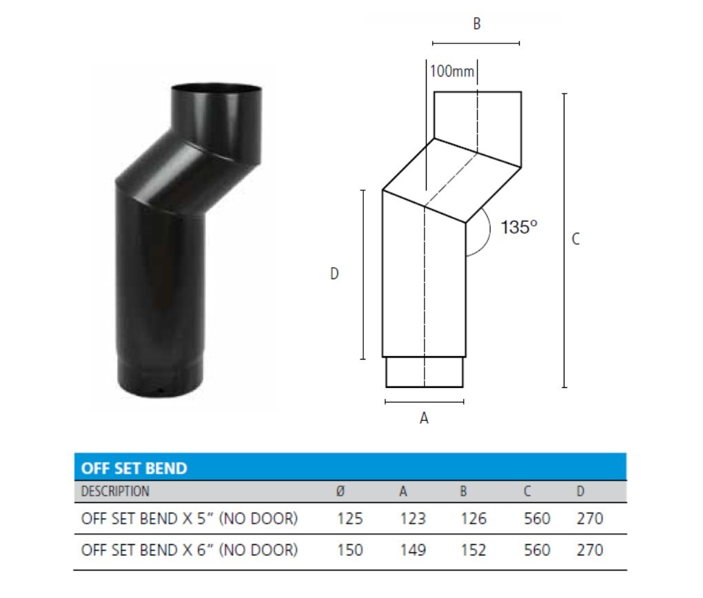 Offset flue pipe Bend Vitreous 5 or 6 inch satin Matt Black for wood burners  | eBay