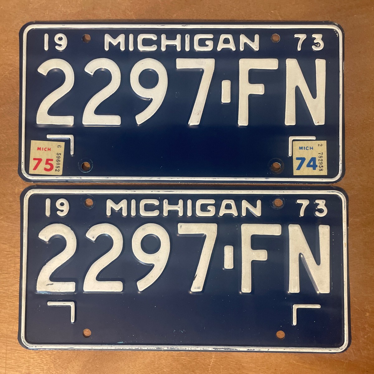 1973 1974 1975 Michigan License Plate Pair Truck # 2297-FN | eBay