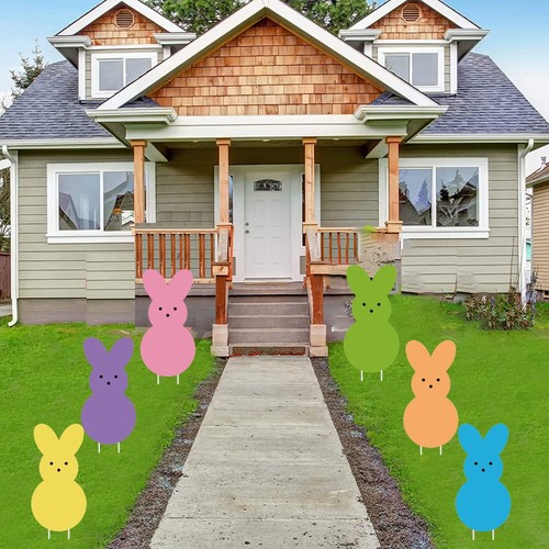 Easter Yard Signs Peeps Bunny Yard Stakes Happy Easter Decorations Outdoor, D... - Picture 6 of 8