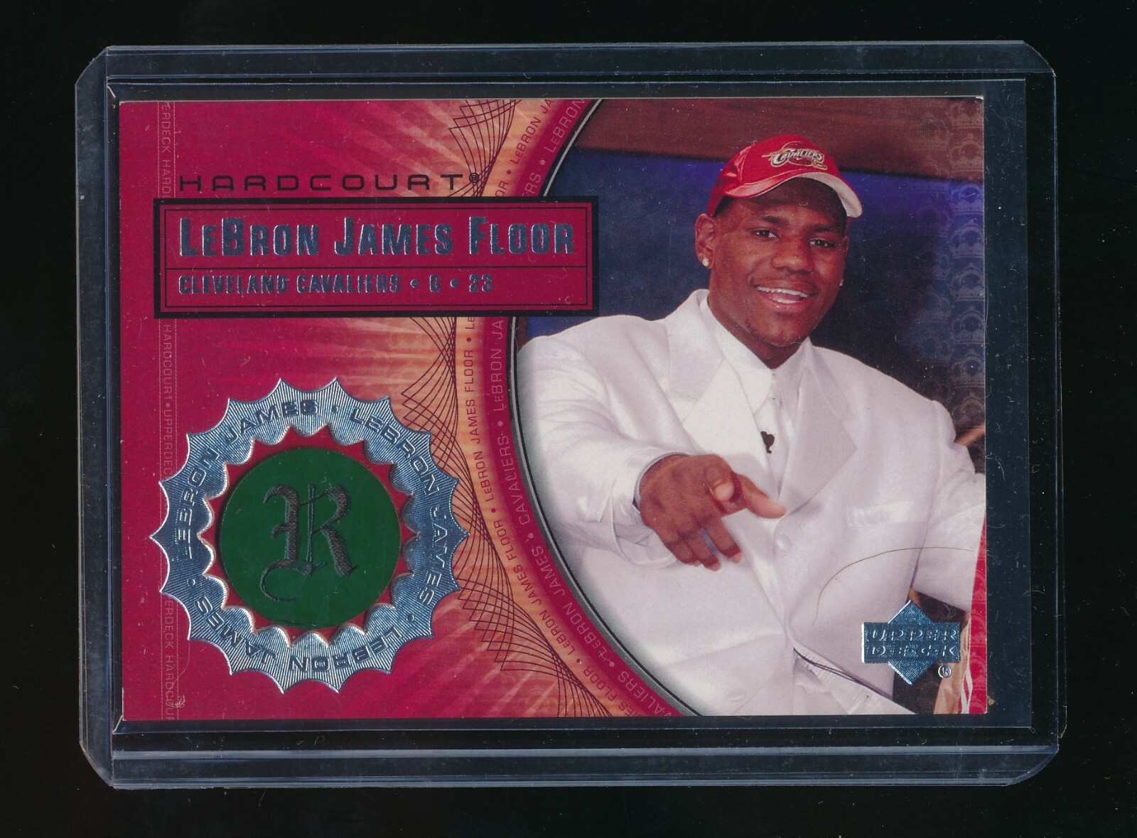 LEBRON JAMES 2003-04 UPPER DECK HARDCOURT RC FLOOR #LB4 WHITE SUIT RED HAT C*