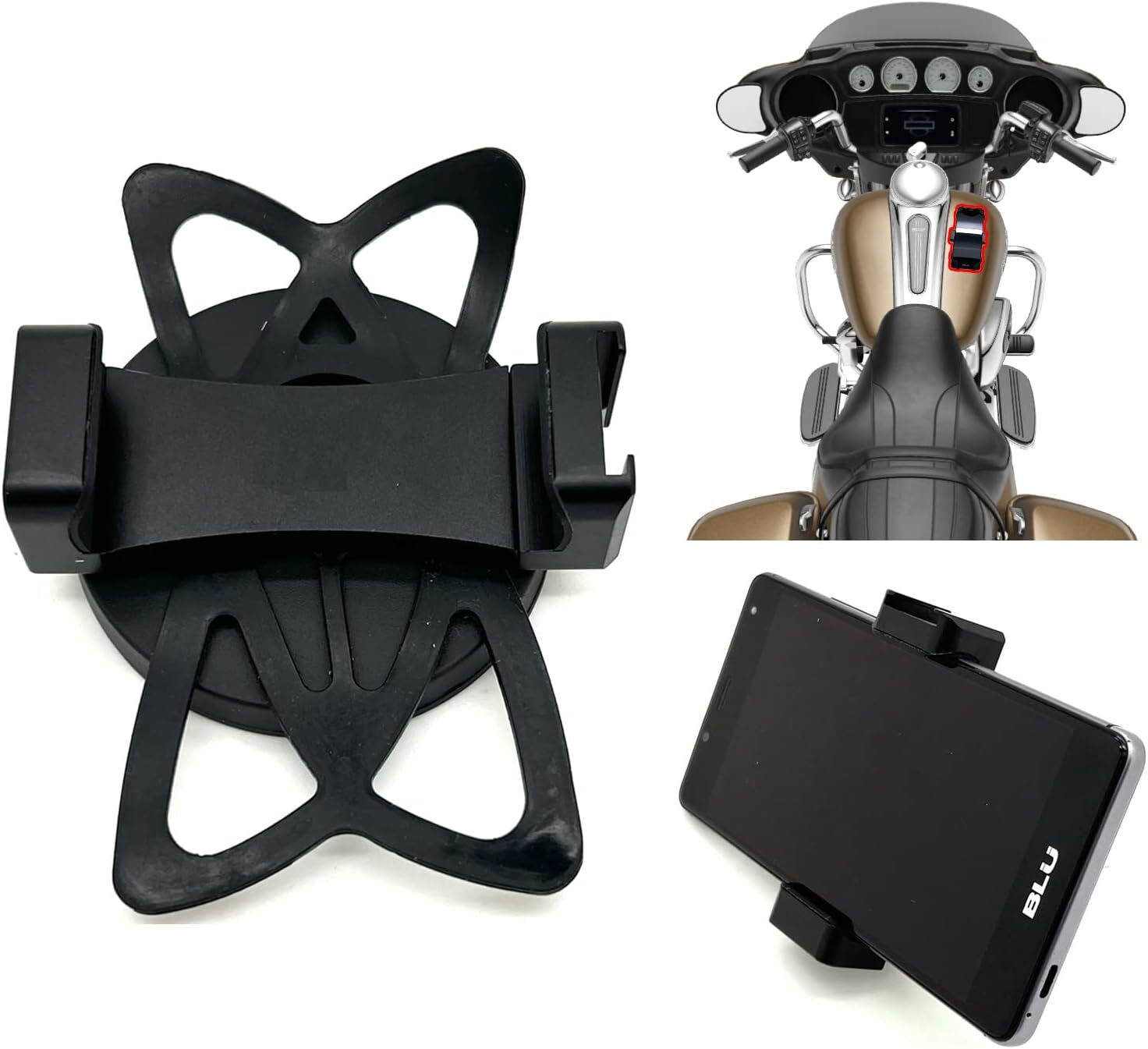 Heavy Duty Magnetic Mount Aluminum Smartphone Holder w Security Tether for