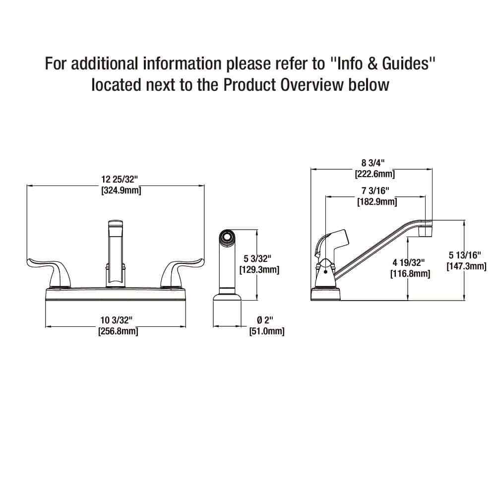 Glacier Bay Constructor 2Handle Standard Kitchen Faucet w/ Side