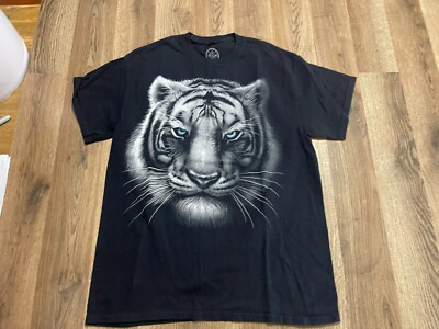 DOM Shirt, Women's Size Medium, Black, Printed White Tiger Face