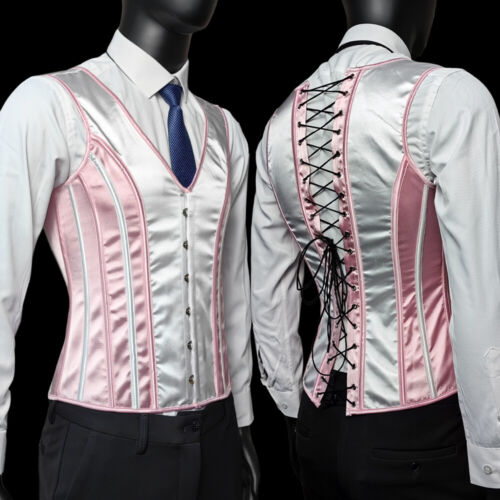 Corset Vest Tummy Control Waist Girdle Medieval Waistcoat Lace Up Boned Costume - Picture 21 of 25