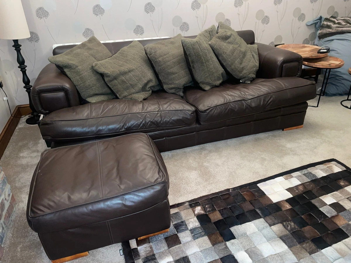 Furniture Village Dark Brown Quality Leather Sofas And Arm Chair