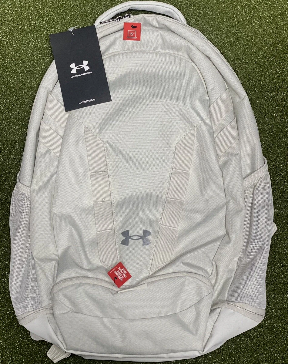 Under Armour Hustle 5.0 Backpack Book Bag Summit White New w Tags