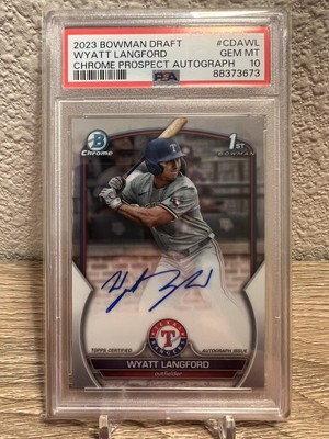 2023 Bowman Draft Wyatt Langford 1st Auto #CDAWL PSA 10 Gem Mint 
