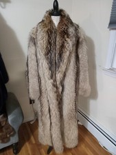 Elegant Extra Long Woman's Finnish Raccoon Fur Coat.soft Thick Skins.sz Lg.