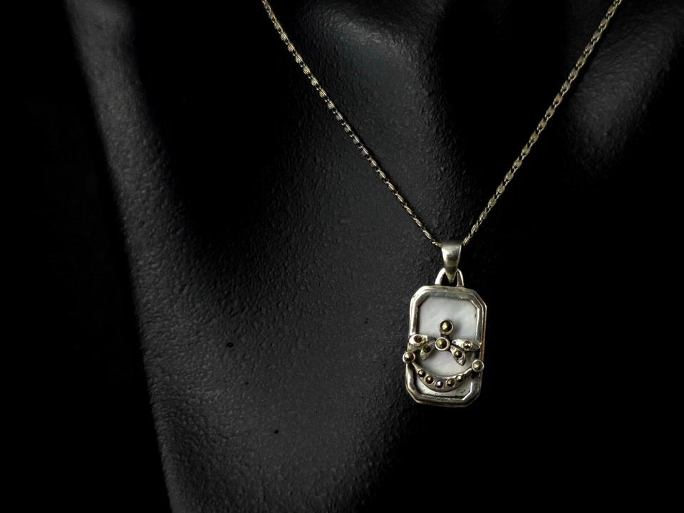 Anhänger Silber 925 Perlmutt weiß Markasit Kette - glitzernd & schimmernd - Bild 2 von 4