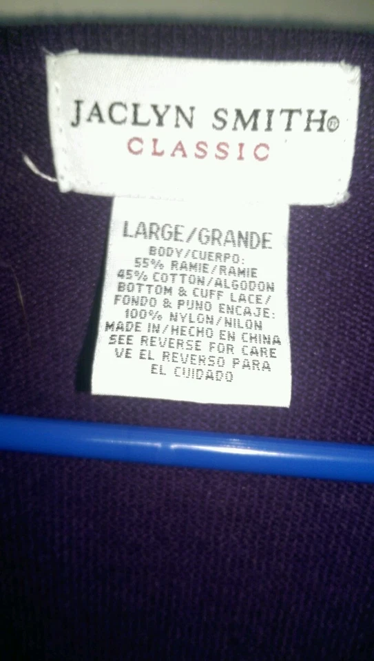 Cárdigan suéter camisa blusa talla L grande púrpura Jaclyn Smith para mujer Foto 2 de 4