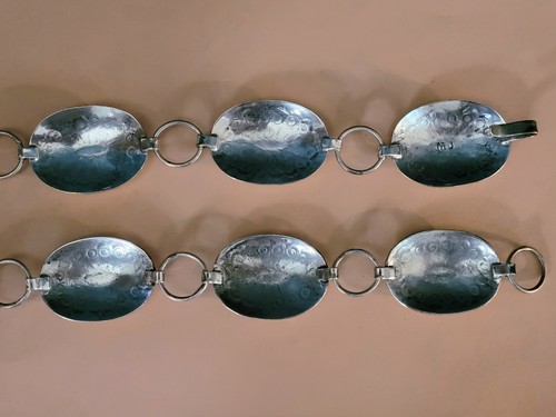 Elegant MARCELLA JAMES Navajo Hand Crafted Sterling Concho Belt ~ Vintage ~ 40" - Picture 3 of 5