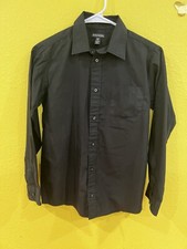 Boys Black Long Sleeve Button Up Dress Shirt, Medium 8, George, Collared, Unifor