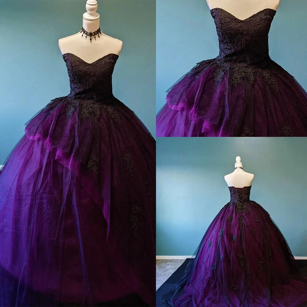 Purple black best sale dress