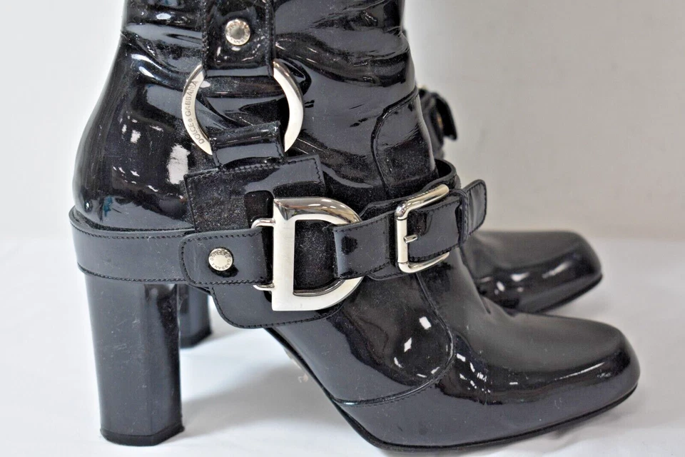 Botines hasta la rodilla Dolce&Gabbana charol negro talla 39/8 a la venta jf Foto 2 de 4