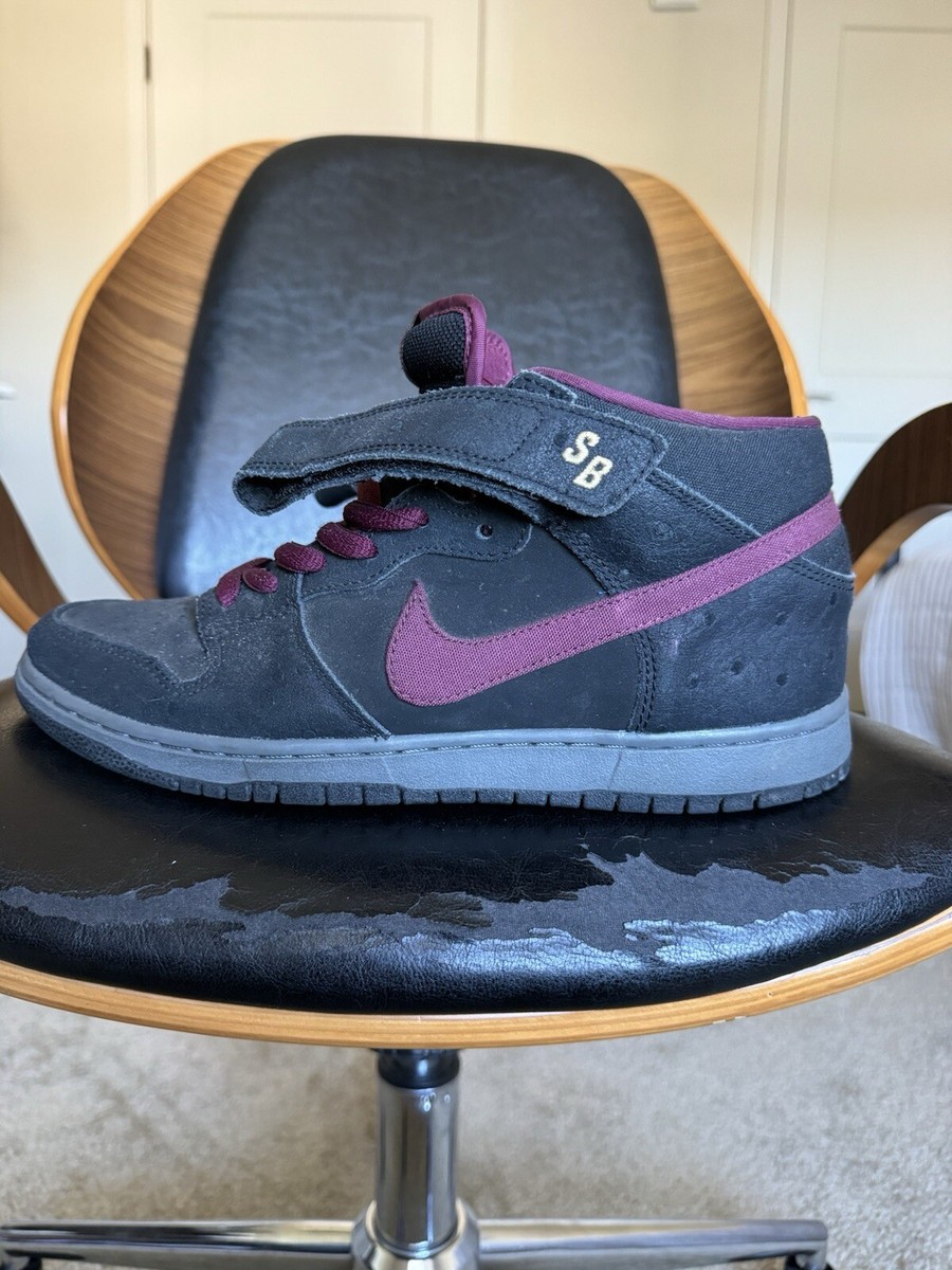 Size 10 Nike Dunk Pro Sb Mid Black cherrywood 665215775978|