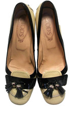 Tod's Patent Tassled Gommino High Heel Pebbled Loafer 8.5M 995