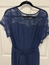SHEIN Curve Blue Lace & Chiffon Lined Dress Plus Size 3XL