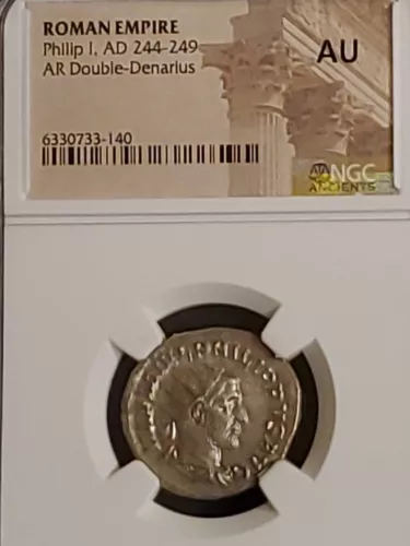 Philip The 1st. AR.DOUBLE DENARIUS SILVER NGC HIGH GRADE ANCIENT. Gem..