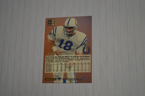 1998 FLEER SHOWCASE SHOWSTOPPER SP PEYTON MANNING ROOKIE REFRACTOR - Afbeelding 4 van 6