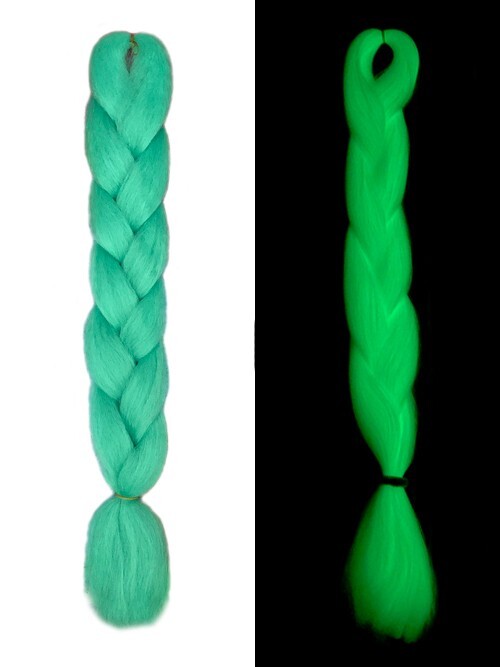 CyberloxShop Glow In The Dark UV Jumbo Braid Dreads Kanekalon Hair Green