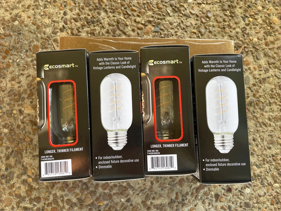 4PK-Ecosmart 40W T14 2200k Thinner Filament Clear Glass LED Bulb Warm white - Image 4 of 4