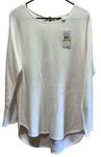 NWT MICHAEL KORS Women's Cream Tunic Sweater Zip at Back Rounded Hi-Low Hem XS