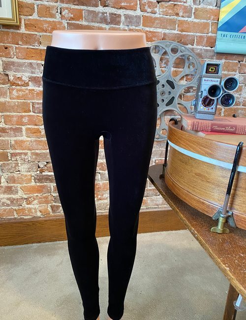 Spanx Black Velvet Leggings Slimming Waistband Seamless XS New