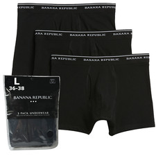 Banana Republic Boxer Briefs Men's Large 3 Pair Solid Black Boxer Brief