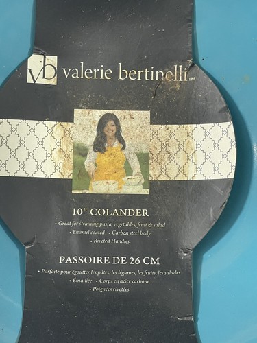 Vintage Valerie Bertinelli 10 Inch Standing Enameled Colander Aqua Green - Picture 2 of 11