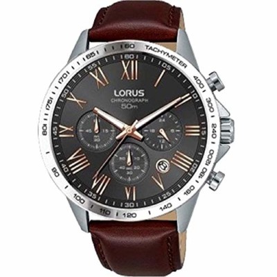 Lorus Mens Chronograph Quartz Watch with Leather Strap