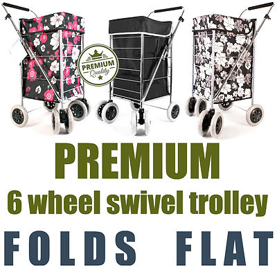 Premium Wheel Swivel Shopping Trolley with Adjustable Handle