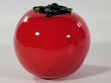 Vintage Murano Style Hand Made Art Blown Glass Fruit Red Tomato 3.5"x3 EUC