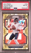 2021 Panini Prizm Justin Fields Forest Camo Rookie /15 #334 PSA 8 POP NO HIGHER