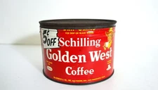 Vintage GOLDEN WEST COFFEE Tin One Pound