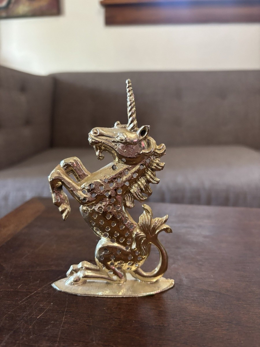 Vtg Metal Silver Plated Unicorn Earring Holder Storage By Elegance Holds 15  Pair