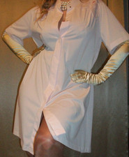 Vtg Pink Nylon Lace Nightgown Robe L