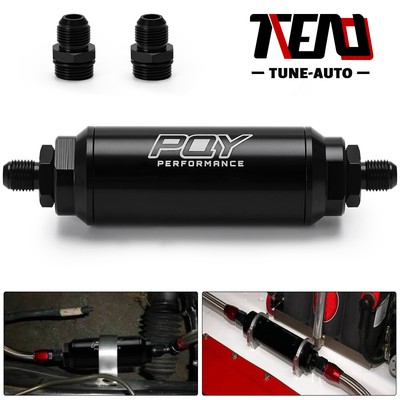 100 Micron Fuel Filter Inline 8AN 6AN Universal High Flow Billet Aluminium Black