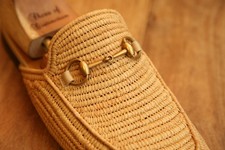 Gucci Princetown Tan Raffia Leather Brass Bit Shoes Loafers Men UK 10 US 11