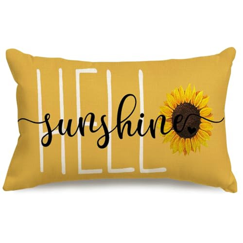  Hello Sunshine Sunflower Spring Summer Throw 12" x 20" (Pack of 1) Yellow