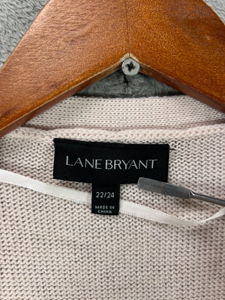 Cárdigan suéter LANE BRYANT para mujer Plus 22 rosa estrellas plateadas frente abierto Topper Foto 4 de 4