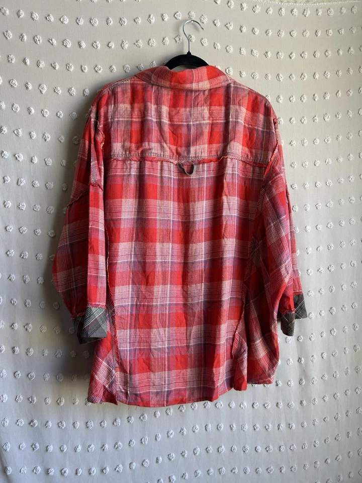Camisa de dormir Free People Fallin’ for flanela xadrez tamanho XS vermelha - Imagem 2 de 4