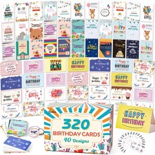 Birthday Cards Bulk, 320 Pack 40 Designs Happy 4  X 6  , 320