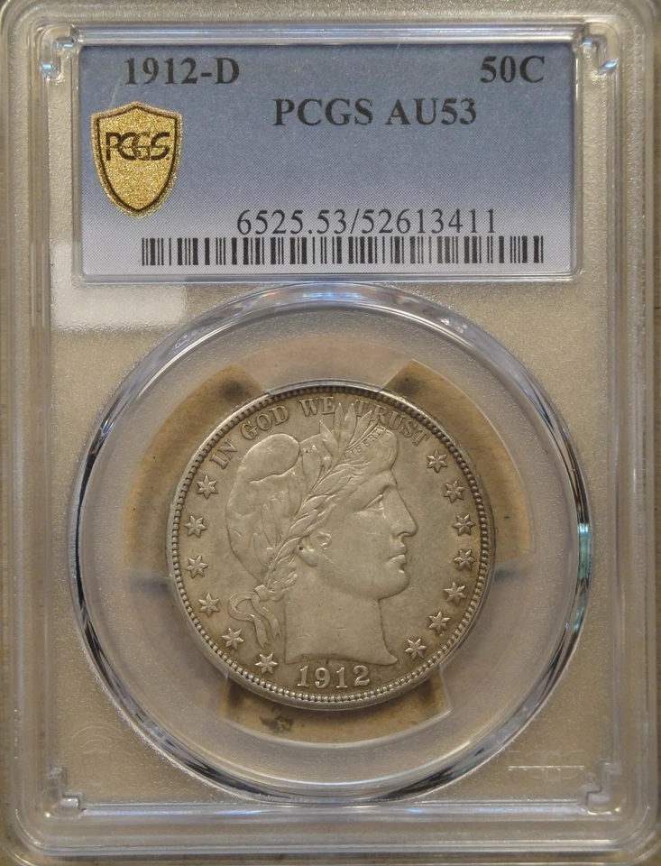 1912-D Barber Half Dollar 50c PCGS Certified AU53 - Image 3 of 4