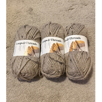Loops & Threads Charisma Acrylic/Viscose Tweed Bulky 5 Taupe Skein Lot 3
