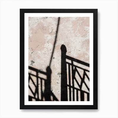 Schatten eines Zauns an einer Wand Kunst Pri gerahmtes Wandbild Poster Leinwanddruck Bild