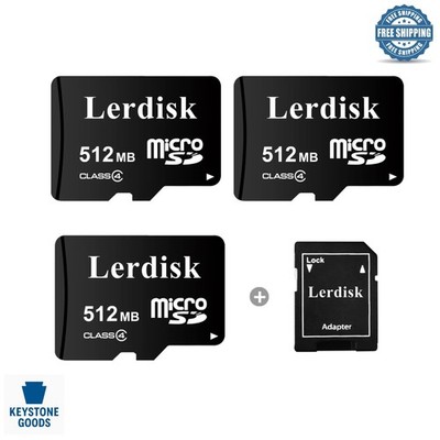 Bulk 3-Pack 512MB Micro SD Cards for MP3 & Small Files - Drop & Dust Proof