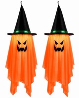 HäNgende Geister Deko 2 StüCk Mit Led, Halloween Garten Deko, Orange